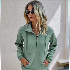 Pullover sweatshirt with zipper front